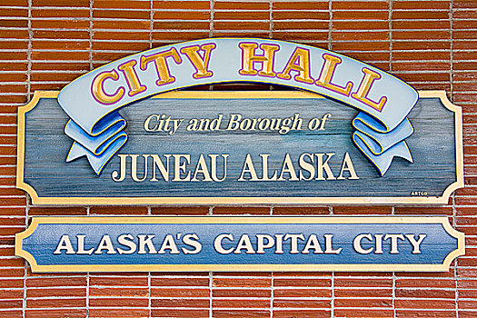 标识,市政厅,阿拉斯加,美国