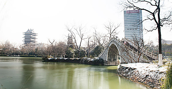 合肥包河公园的雪景