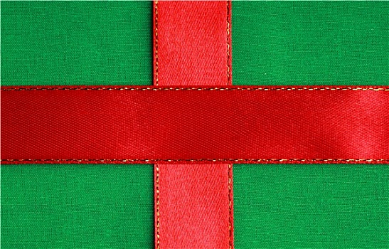 红丝带,绿色,布,背景,留白