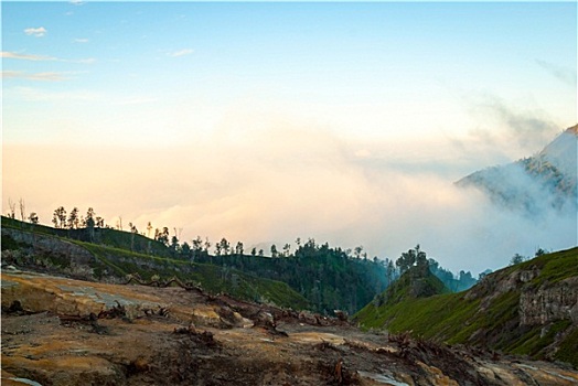 火山地貌,早晨,黎明,印度尼西亚