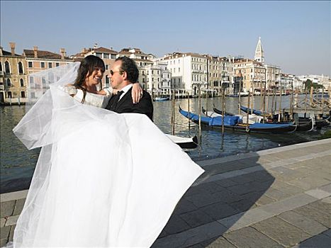 新郎,新娘,大运河,威尼斯,意大利