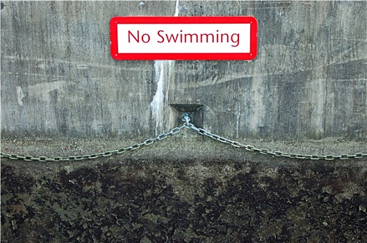禁止游泳,标识,运河,墙壁