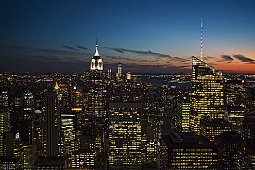 纽约,建筑,光亮,夜晚,美国