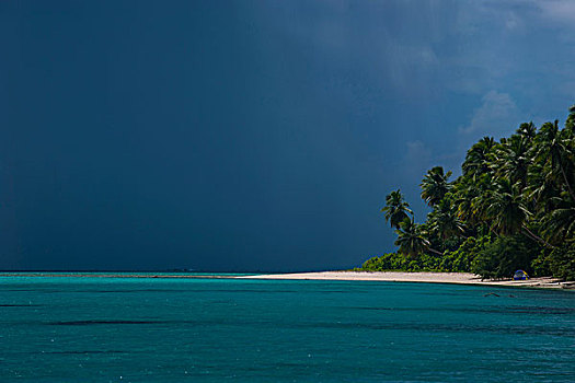 暗色,积雨云,上方,漂亮,蚂蚁,环礁,密克罗尼西亚