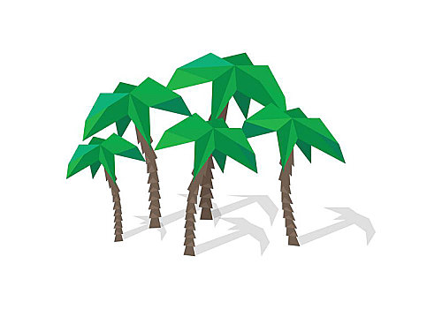 棕榈树,影子,椰树,树,象征,多,折纸,隔绝,物体,设计,白色背景,背景
