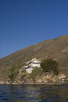 小普陀岛,庙宇,洱海,大理,云南,中国