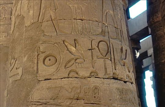 象形文字,雕刻,柱子,寺庙,卡尔纳克神庙,埃及,世纪,艺术家,未知