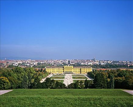 城堡,美泉宫,全景,维也纳,奥地利,欧洲