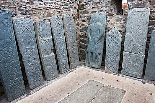 石头,古老,墓碑,教区教堂,阿盖尔郡,苏格兰,英国,欧洲