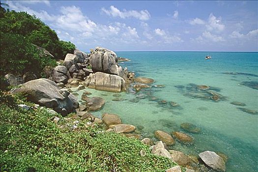 石头,海岸,苏梅岛,泰国