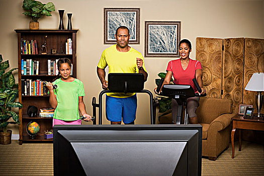 家庭,练习,看电视
