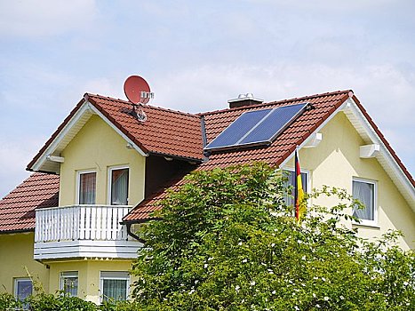 太阳能电池板,屋顶,独栋住宅,巴登符腾堡,德国