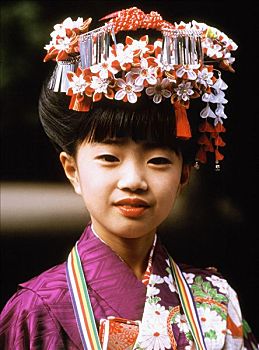 日本,女孩,和服,七五三节,节日,十一月