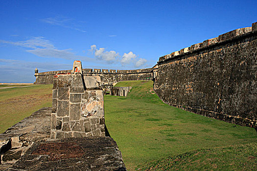 莫罗城堡,水平,老,圣胡安,波多黎各