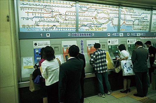 售票处,乘客,地铁,东京,日本,亚洲