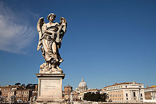 天使,巴洛克雕刻家贝尼尼,桥,城市,大教堂,罗马,拉齐奥,意大利,欧洲
