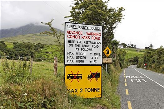 警告标识,陡峭,丁格尔半岛,爱尔兰