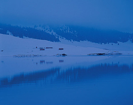 新疆,湖,夜晚