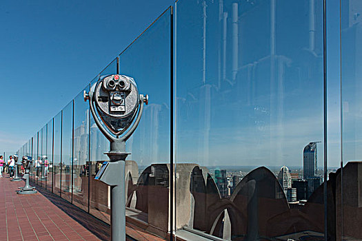 双筒望远镜,上面,石头,眺望台,曼哈顿中城,纽约,美国