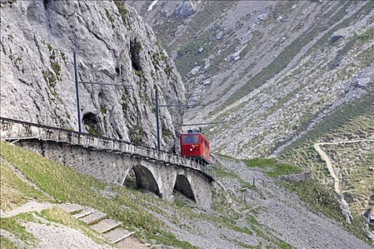 百分比,倾斜,齿轨铁路,世界,铁路,皮拉图斯,靠近,瑞士,欧洲