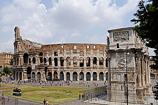 君士坦丁凯旋门,凯旋门,正面,罗马圆形大剧场,罗马角斗场,罗马,意大利,欧洲
