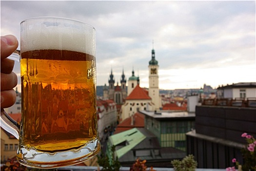 品脱,捷克,啤酒,屋顶,平台,布拉格,捷克共和国