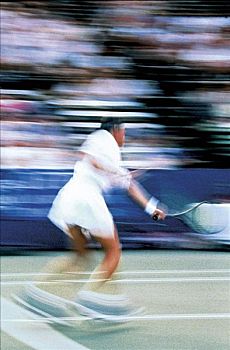 女人,网球场,玩,网球,比赛,动感,观众,中心,球场,反手击球,竞技运动