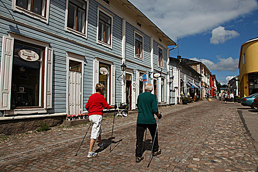芬兰,南方,东方,中世纪,木屋,购物街,伴侣,杆,走