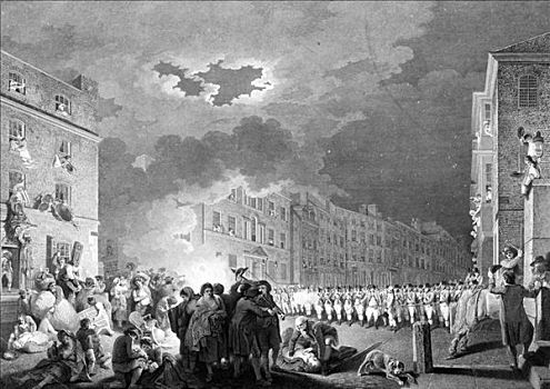 骚乱,宽,街道,伦敦,1780年,艺术家,石南