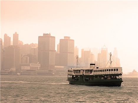 著名地标,香港,渡轮,航行,维多利亚港,亚洲