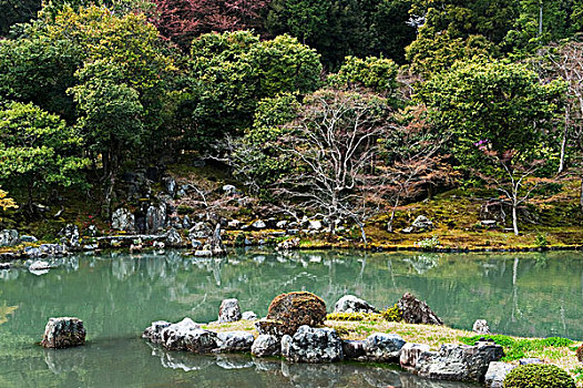 石头,码头,室外,装饰,湖,禅,花园,庙宇,京都