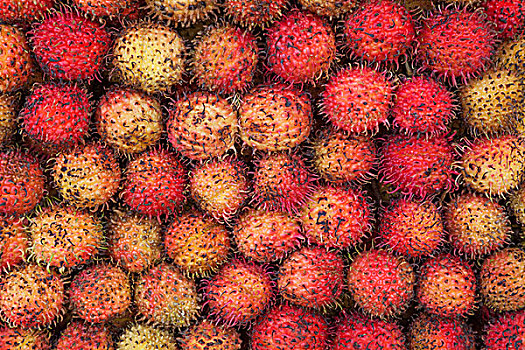 越南,胡志明市,水果摊,展示,红毛丹果