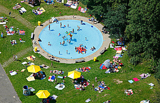 航拍,公共泳池,鲁尔区,北莱茵威斯特伐利亚,德国,欧洲