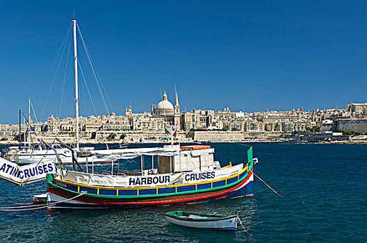 旅游,船,港口,风景,瓦莱塔市,马耳他,欧洲