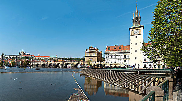 全景,城镇,布拉格,城堡,拉德肯尼,老城,查理大桥,斯美塔那,博物馆,捷克共和国,欧洲