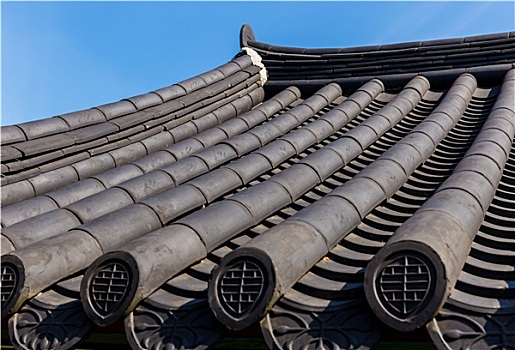 传统,韩国,建筑,屋顶,檐