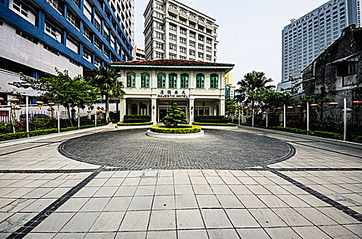老,酒店,摩天大楼,后面,马六甲,马来西亚,亚洲