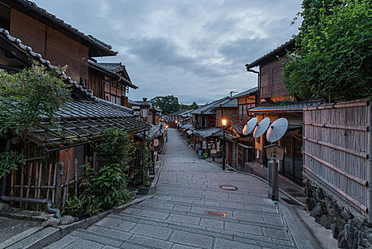 日本京都二年坂三年坂复古街道日出景观