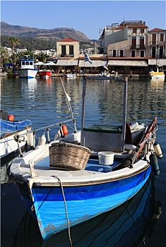 渔船,小餐馆,克里特岛