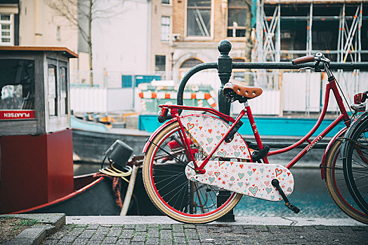 涂绘,自行车,阿姆斯特丹,街道