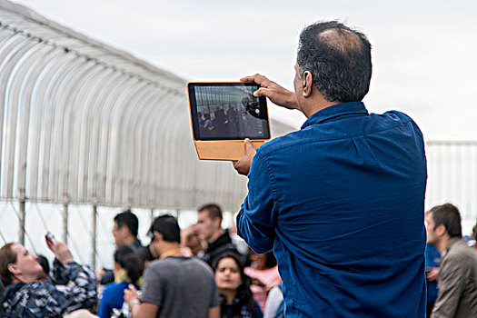 男人,拍照,帝国大厦,观测,曼哈顿,纽约,美国