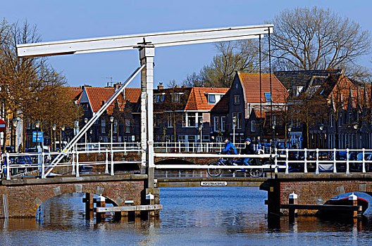 开合式吊桥,阿尔克马尔镇,北荷兰,荷兰,欧洲