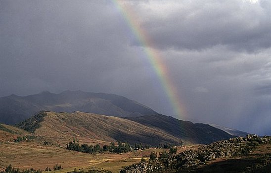 彩虹,上方,山峦,圣谷,秘鲁
