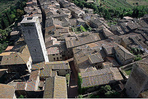 俯视,圣吉米尼亚诺,托斯卡纳,意大利