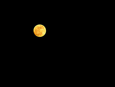 夜晚黄色的圆月亮