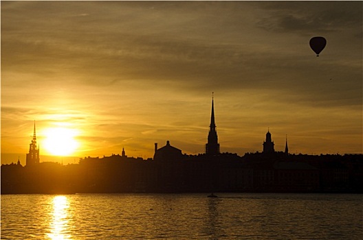 斯德哥尔摩,城市,日落