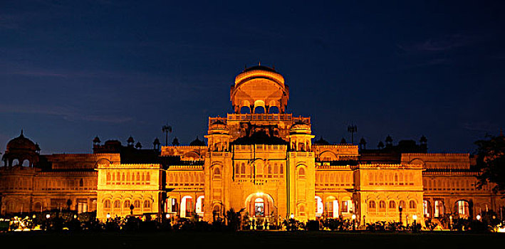光亮,宫殿,酒店,夜晚,比卡内尔,拉贾斯坦邦,印度