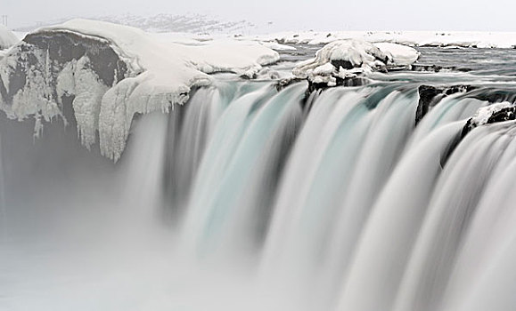 神灵瀑布,瀑布,冬天,欧洲,冰岛,大幅,尺寸