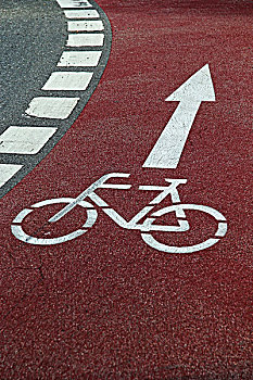 自行车道,交通标志,沥青,指示箭头,方向,旅行