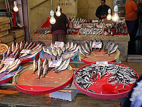 鱼肉,货摊,大巴扎集市